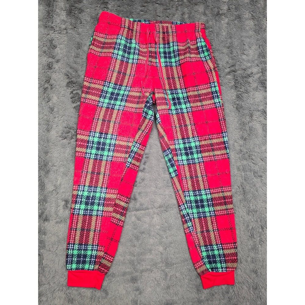 Joyspun Red Plaid Fleece Pajama Pants Womens Large 12-14 Jogger Lounge Sleepwear